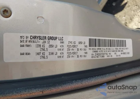 2012 Dodge Grand Caravan Crew z USA, uszkodzony, nr VIN 2C4RDGDG7CR377706